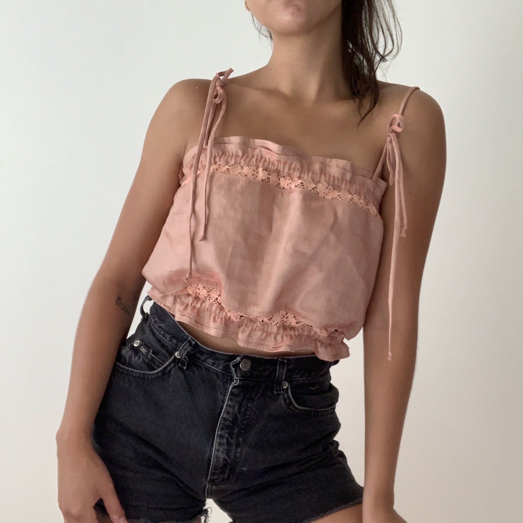 Hanky Top with Coral Lace M